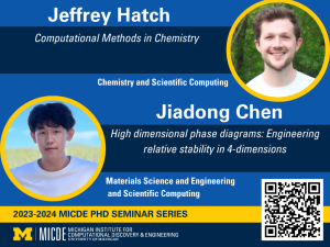 Jeffrey Hatch: Computational Methods in Chemistry and Jiadong Chen: High dimensional phase diagrams: Engineering relative stability in 4-dimensions