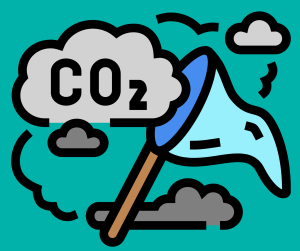 graphic of a net capturing CO2