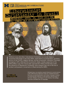 Flyer for the LACS lecture titled “Liberationist Christianity in Brazil.”