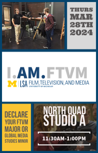 Flier about I.AM.FTVM event depicting students in the North Quad Studio