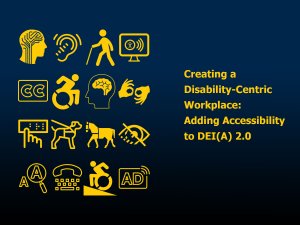 multiple digital and physical accessibility icons, Creating a Disability-Centric Workplace: Adding Accessibility to DEI(A) 2.0