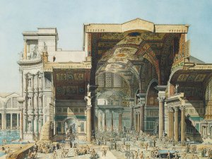 Rendering of the Baths of Diocletian by French architect Edmond Paulin, 1880.
