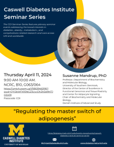 Flyer for seminar with Susanne Mandrup, PhD