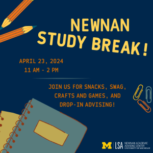 Flyer for the study break listing relevant details