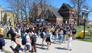 This photo features students engaging in the 2023 Forever Go Blue Bash. This year's event is open to graduating seniors and will take place on Wednesday, April 24.