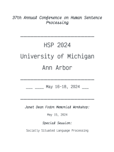 37th Annual Conference on Human Sentence Processing