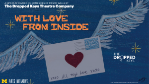 The Dropped Keys Theatre Company: With Love From Inside | Painting of a letter with wings.
