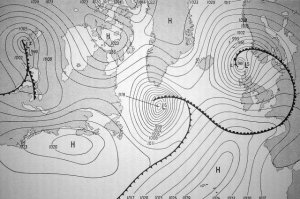 Weather forecast map of the northern hemisphere on D-Day.