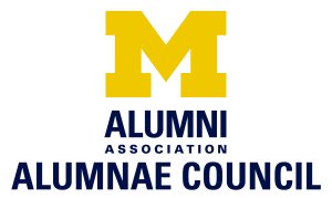 AAUM and Alumnae Council logo stacked maize and blue
