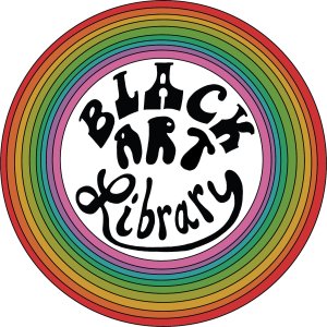 The words BLACK ART Library are displayed, surrounded by concentric circles in the colors of the rainbow