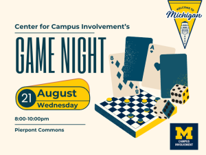 game night event with chess board, playing cards and dice