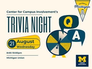 trivia night event with wheel and question bubbles