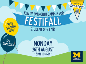 festifall north event with a banner and balloons