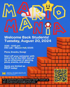 Digital Studies Institute Mario Mania Event Poster