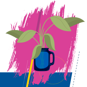 Decorative graphic with plant in a mason jar