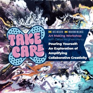 Acrylic paint pouring and logo for Take Care workshop