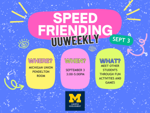 retro event graphic for speed friending event with event details and neon colors