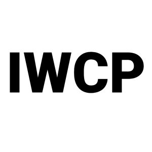 White background with bold black letters spelling "IWCP"