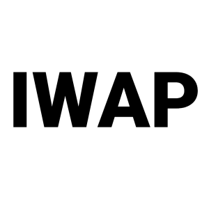 White background with bold black letters spelling "IWAP"