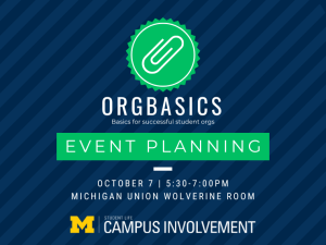 orgbasics: event planning with paperclip graphic and event details