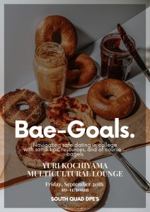 Bagels, jam, and peanut butter served on a brown paper bag.