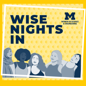 illustration of group of women over textured yellow background with event title