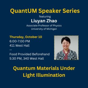 Promotion for the event with title, event details, and photo of speaker on a blue background.