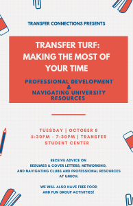 Flyer for October Transfer Turf in red, blue, and white colors.
