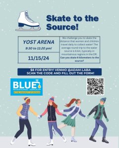 BLUE Missions Ice skating flyer with event details: Nov. 15th at Yost