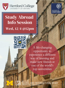 Oxford Study Abroad Info Session Flyer with Registration QR Code Oxford Study Abroad Info Session Flyer with Registration QR Code