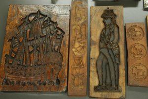 Cookie presses and cutters from the Winchester Cookie Cutter Collection, University of Michigan Library (Special Collections Research Center, Janice Bluestein Longone Culinary Archive). Gift of Mark Winchester on behalf of Bruce Winchester.