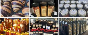 pastries, honey, spices, and other market items pastries, honey, spices, and other market items
