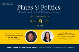 A global perspective on the U.S. Election and Democracy, all students welcome, free catering from Jerusalem Garden. A global perspective on the U.S. Election and Democracy, all students welcome, free catering from Jerusalem Garden.