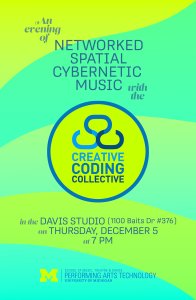 An Evening of Networked, Spatial, Cybernetic Music with the Creative Coding Collective
