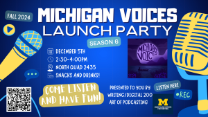 Collage of maize and blue microphones