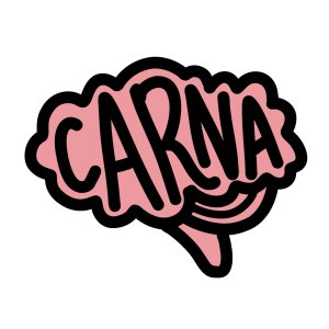 Carna's logo: a pink cartoon-y brain with the word "Carna" written in it