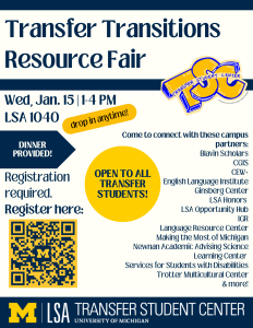 Transfer Transitions Resource Fair Jan. 15 Flyer