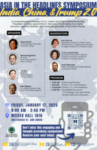 Poster for Asia in the Headlines Symposium with speaker details