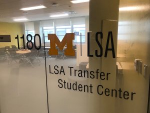 Photo showing the front door of the LSA Transfer Student Center