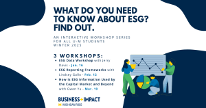 Winter '25 ESG Workshop Series open to all UM students