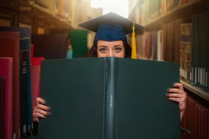 Stock image of woman graduating