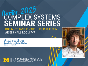 seminar series event promotion with photo of Andrew Stier and event details seminar series event promotion with photo of Andrew Stier and event details