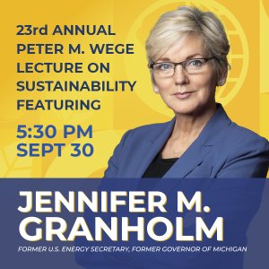 Photo of Jennifer M. Granholm in a blue jacket