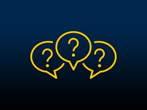 Three conversation bubbles with question marks