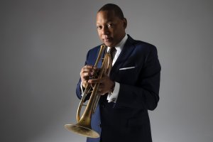 Wynton Marsalis holding trumpet