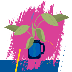 Illustration of a plant in a glass jar