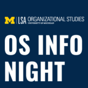 The text "OS Info Night" over a solid Michigan blue background The text "OS Info Night" over a solid Michigan blue background
