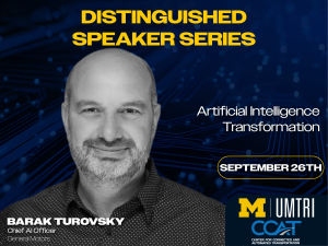 Headshot of Barak Turovsky and the title of their lecture