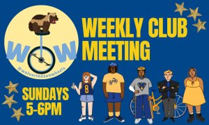 Graphic shows Wolverine on unicycle and assorted students in front of bicycle,