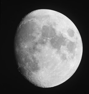 Early 20th century photo of the Waxing Gibbous Moon taken through the historic Fitz refracting telescope at the Detroit Observatory in Ann Arbor, Michigan.